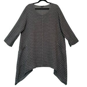 Grizas Oversized Lagenlook Artistic Asymmetrical Tunic Top Linen XL Pockets